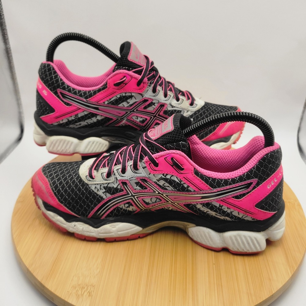ASICS Gel-Cumulus 15 Womens Running Shoes Black Pink Silver T3D5N Size 7.5 - Picture 5 of 8